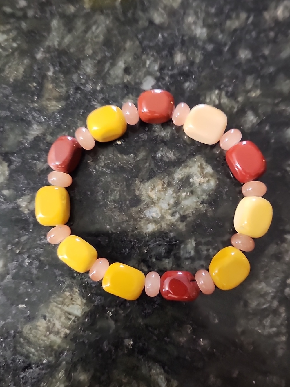 Handmade Yellow Jasper Beaded Stretch Bracelet